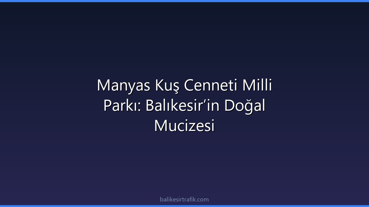Manyas Kuş Cenneti Milli Parkı: Balıkesir’in Doğal Mucizesi