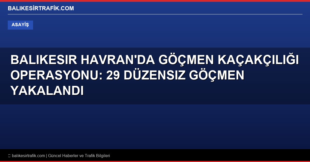 Balıkesir Havran’da Göçmen Kaçakçılığı Operasyonu: 29 Düzensiz Göçmen Yakalandı